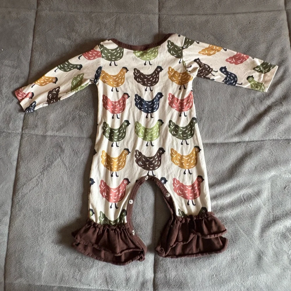 Rustic Chicken Infant Ruffle Romper - Picture 2 of 4